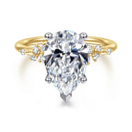 Reena - 14K White and Yellow Gold Pear Shape Diamond Engagement Ring