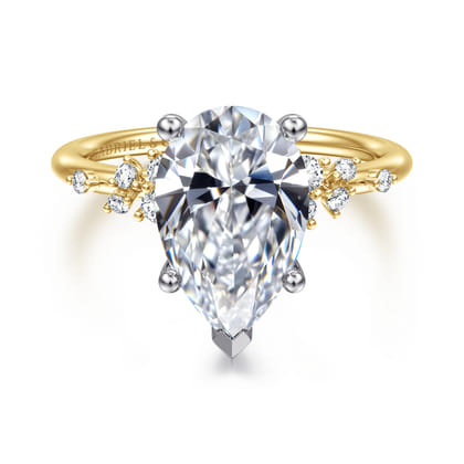 Reena - 14K White and Yellow Gold Pear Shape Diamond Engagement Ring
