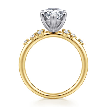 Reena - 14K White and Yellow Gold Pear Shape Diamond Engagement Ring