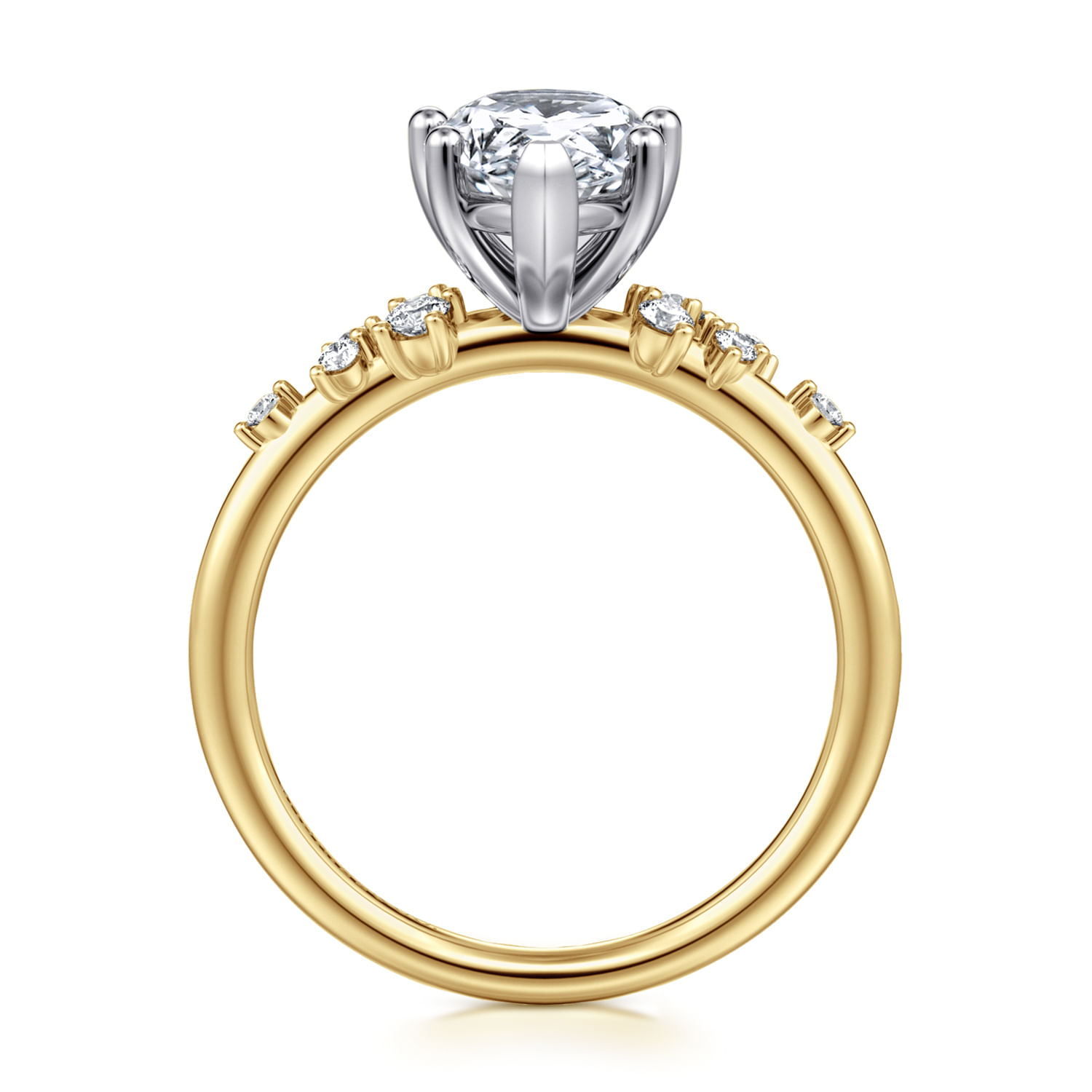 Reena - 14K White and Yellow Gold Pear Shape Diamond Engagement Ring