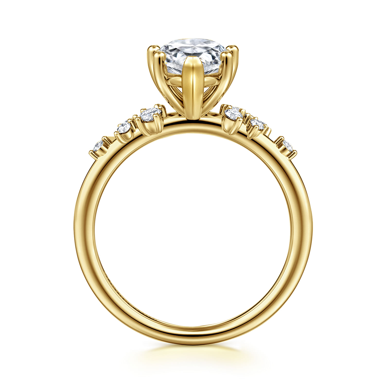 Reena - 14K Yellow Gold 6 Prong Pear Shape Diamond Engagement Ring