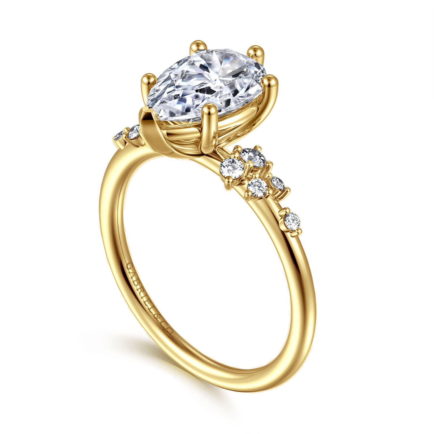 Reena - 14K Yellow Gold 6 Prong Pear Shape Diamond Engagement Ring