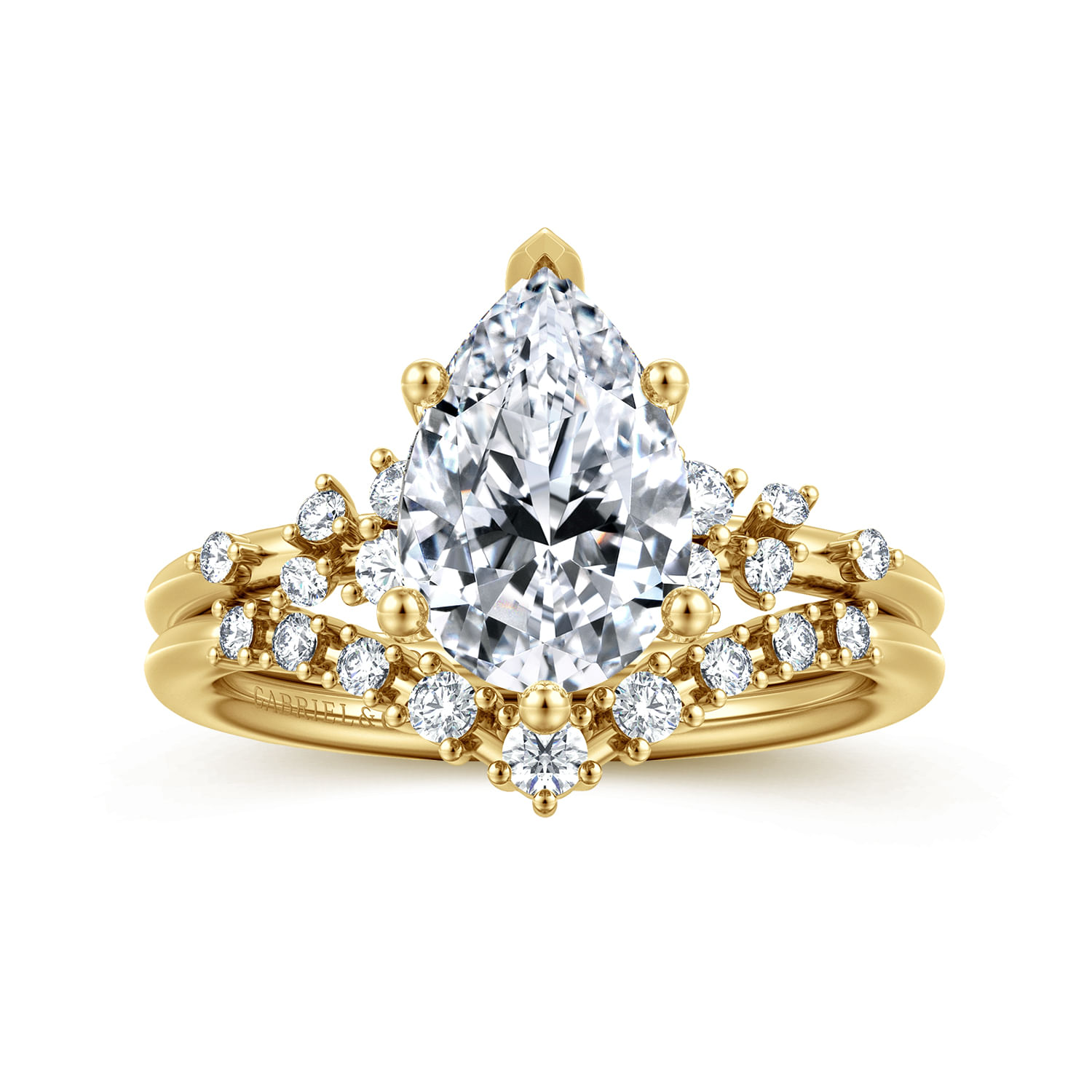 Reena - 14K Yellow Gold 6 Prong Pear Shape Diamond Engagement Ring