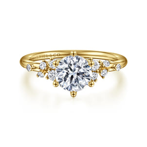 Reena - 14K Yellow Gold 6 Prong Round Diamond Engagement Ring