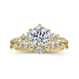 Reena - 14K Yellow Gold 6 Prong Round Diamond Engagement Ring