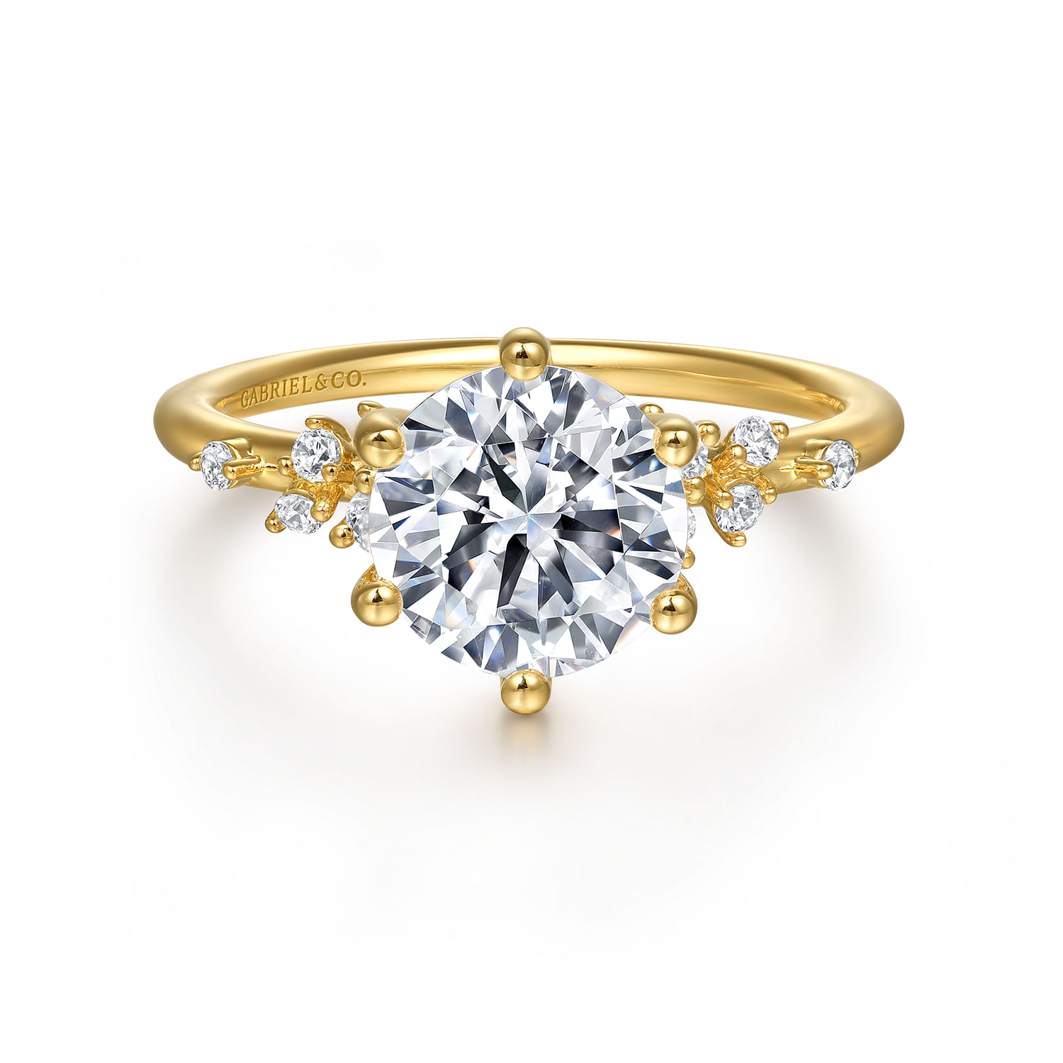 Reena - 14K Yellow Gold 6 Prong Round Diamond Engagement Ring