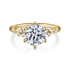 14K Yellow Gold 6 Prong Round Diamond Engagement Ring