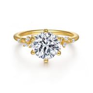 Reena - 14K Yellow Gold 6 Prong Round Diamond Engagement Ring