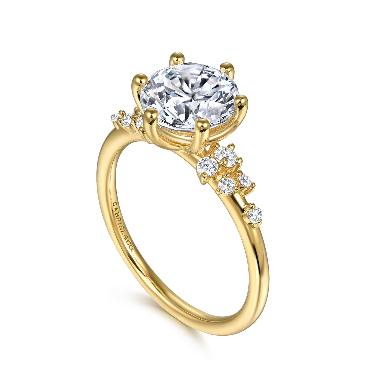 Reena - 14K Yellow Gold 6 Prong Round Diamond Engagement Ring
