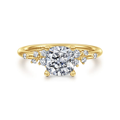 Reena - 14K Yellow Gold Cushion Cut Diamond Engagement Ring