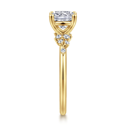 Reena - 14K Yellow Gold Cushion Cut Diamond Engagement Ring
