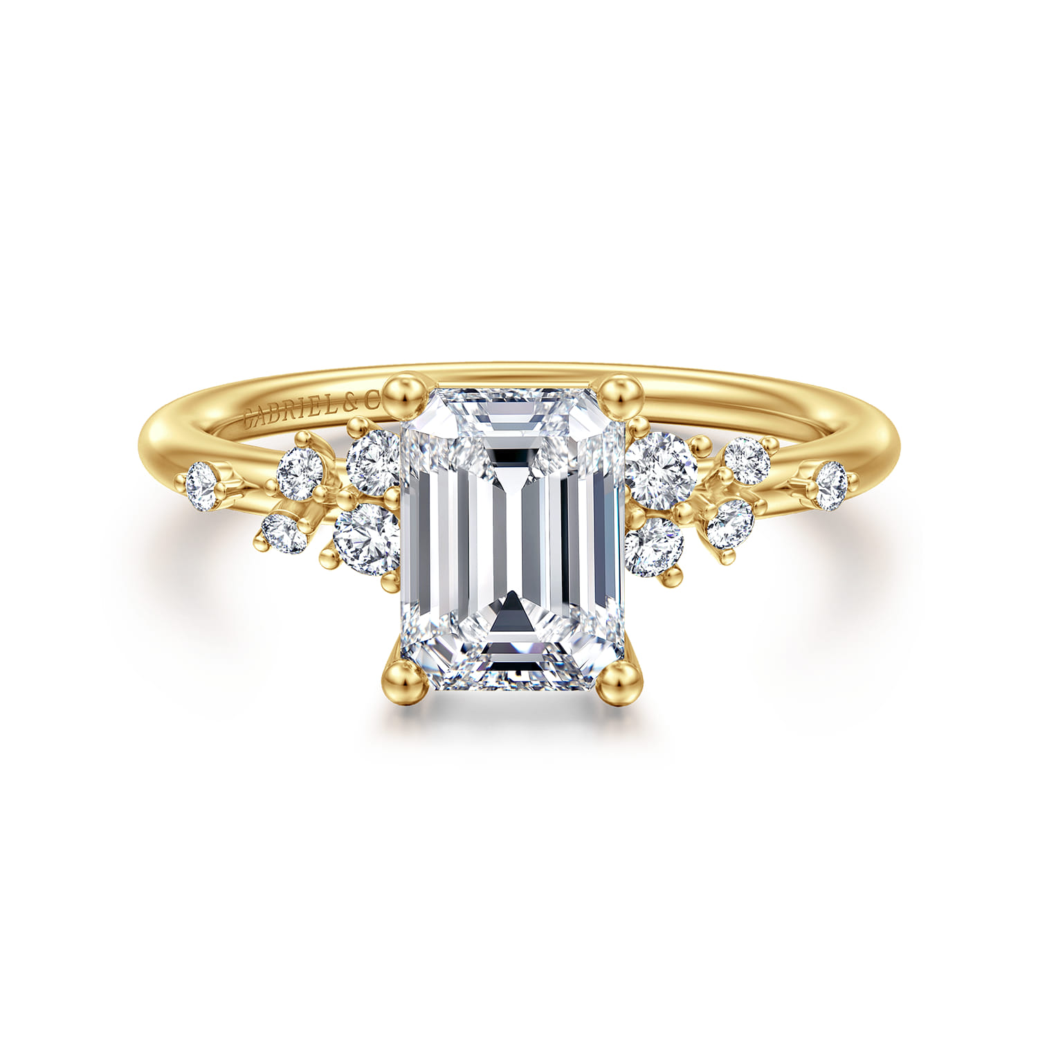 Reena - 14K Yellow Gold Emerald Cut Diamond Engagement Ring