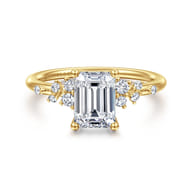 Reena - 14K Yellow Gold Emerald Cut Diamond Engagement Ring