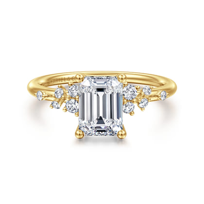 Reena - 14K Yellow Gold Emerald Cut Diamond Engagement Ring