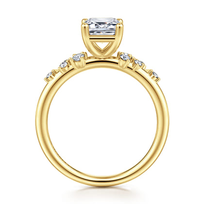 Reena - 14K Yellow Gold Emerald Cut Diamond Engagement Ring