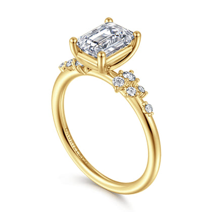 Reena - 14K Yellow Gold Emerald Cut Diamond Engagement Ring