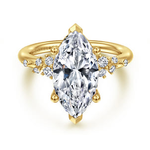 Reena - 14K Yellow Gold Marquise Shape Diamond Engagement Ring