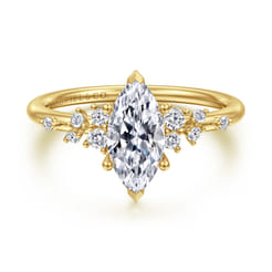 Reena - 14K Yellow Gold Marquise Shape Diamond Engagement Ring