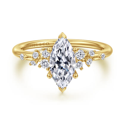 Reena - 14K Yellow Gold Marquise Shape Diamond Engagement Ring