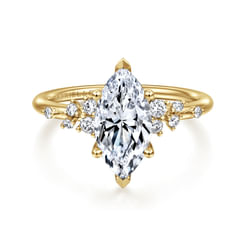 14K Yellow Gold Marquise Shape Diamond Engagement Ring