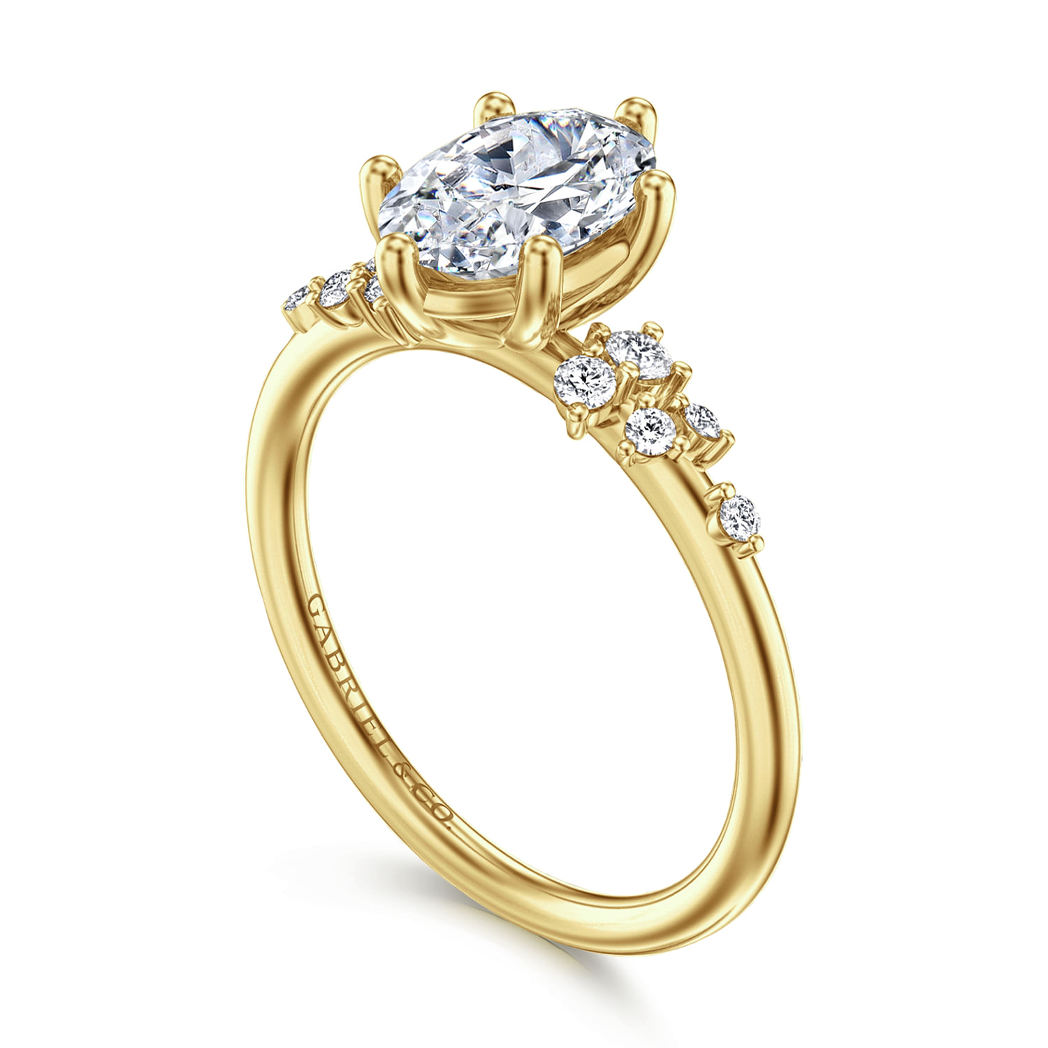 Reena - 14K Yellow Gold Oval Diamond Engagement Ring