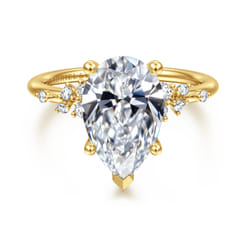 Reena - 14K Yellow Gold Pear Shape Diamond Engagement Ring