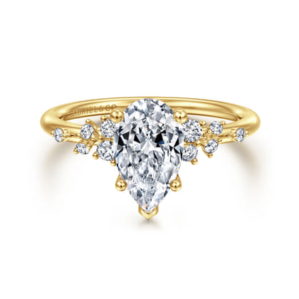 Reena - 14K Yellow Gold Pear Shape Diamond Engagement Ring