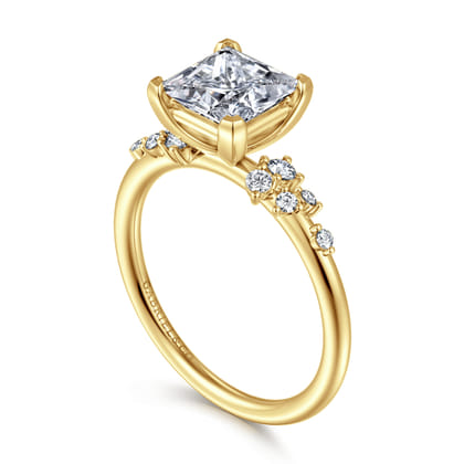 Reena - 14K Yellow Gold Princess Cut Diamond Engagement Ring