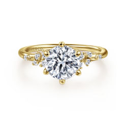 14K Yellow Gold Round Diamond Engagement Ring