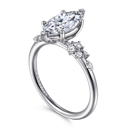 Reena - 18K White Gold Marquise Shape Diamond Engagement Ring