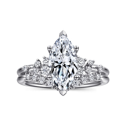 Reena - 18K White Gold Marquise Shape Diamond Engagement Ring