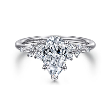 Reena - 18K White Gold Pear Shape Diamond Engagement Ring