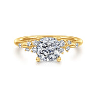 Reena - 18K Yellow Gold Cushion Cut Diamond Engagement Ring