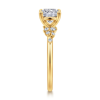 Reena - 18K Yellow Gold Cushion Cut Diamond Engagement Ring