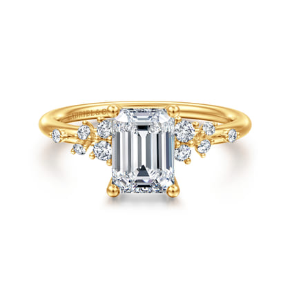 Reena - 18K Yellow Gold Emerald Cut Diamond Engagement Ring