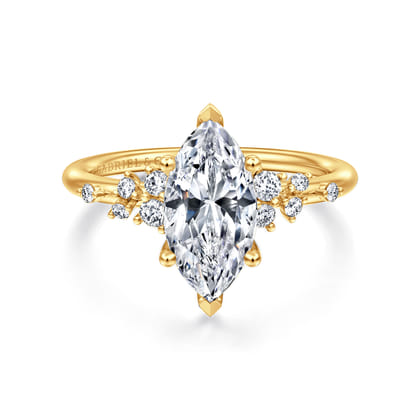 Reena - 18K Yellow Gold Marquise Shape Diamond Engagement Ring