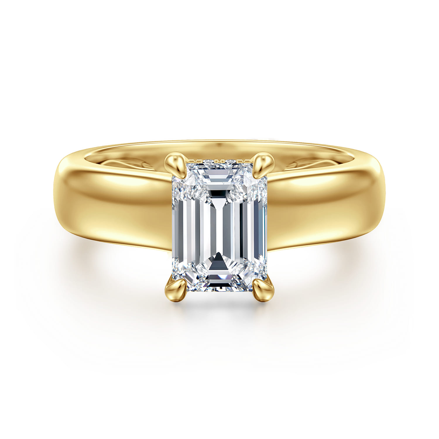 Reeve - 14K Yellow Gold Emerald Cut Diamond Engagement Ring