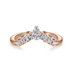 Reggio - 14K Rose Gold Curved Pear Shape and Round Diamond Anniversary Band