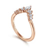 Curved Wedding Ring in 14k Rose Gold with Pear Natural Diamond at Gabriel & Co.