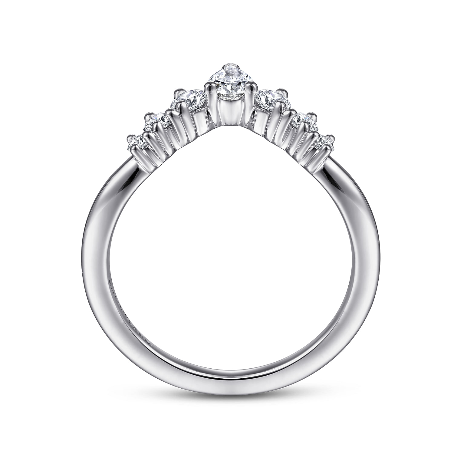 Reggio - 14K White Gold Curved Pear Shape and Round Diamond Anniversary Band