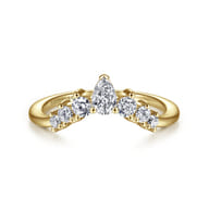 Reggio - Curved-14K Yellow Gold Pear Shape and Round Diamond Anniversary Band