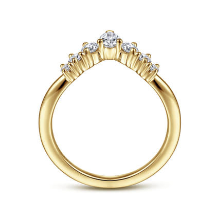 Reggio - Curved-14K Yellow Gold Pear Shape and Round Diamond Anniversary Band
