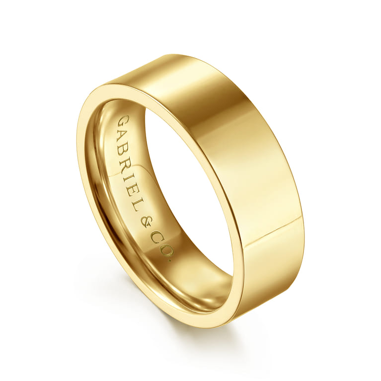 Straight Wedding Ring in 14k Yellow Gold with   at Gabriel & Co. - Shot 3