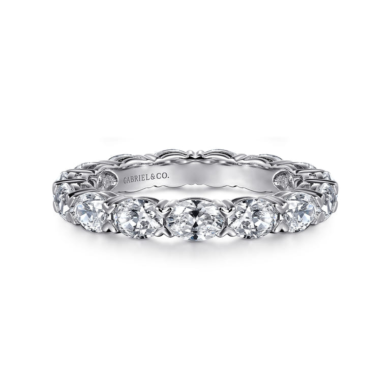Eternity Band Wedding Ring in 14k White Gold with Oval Natural Diamond at Gabriel & Co. - Shot 1