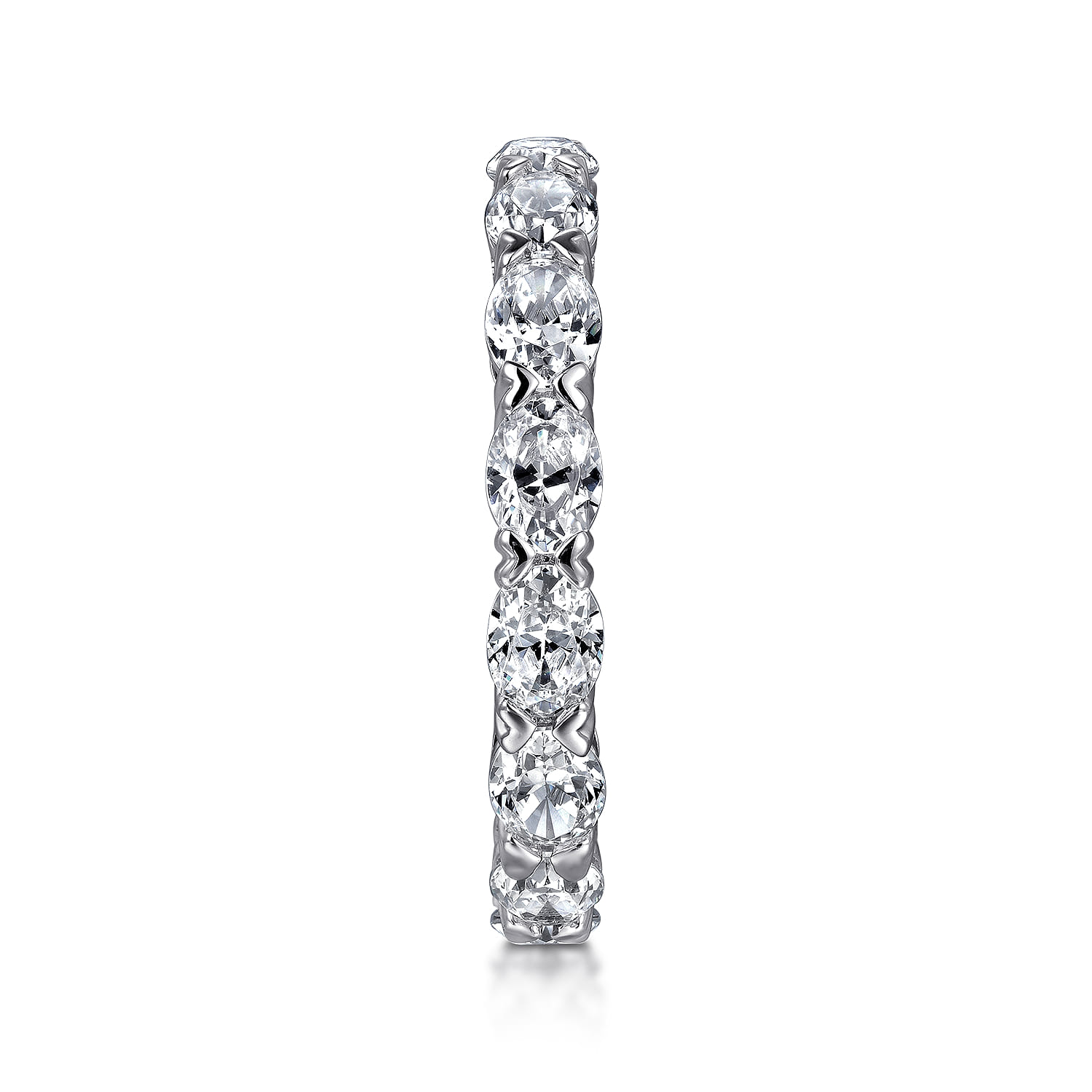 Eternity Band Wedding Ring in 14k White Gold with Oval Natural Diamond at Gabriel & Co. - Shot 4