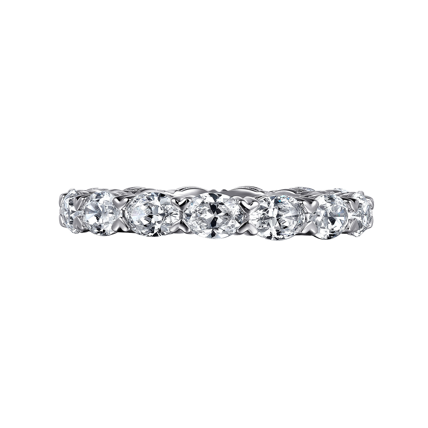 Eternity Band Wedding Ring in 14k White Gold with Oval Natural Diamond at Gabriel & Co. - Shot 6