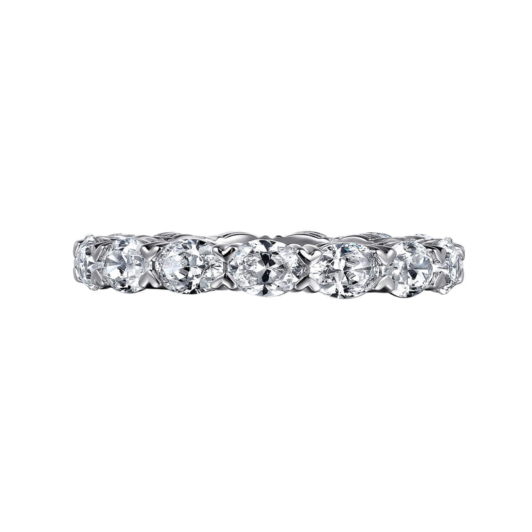 Eternity Band Wedding Ring in 14k White Gold with Oval Natural Diamond at Gabriel & Co. - Shot 6