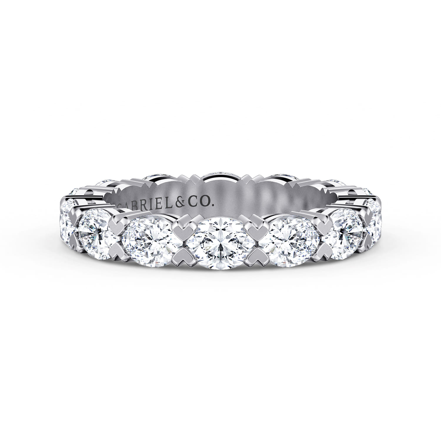 Eternity Band Wedding Ring in 14k White Gold with Oval Natural Diamond at Gabriel & Co. - Shot 1