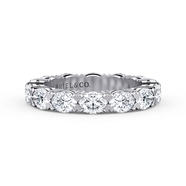 Eternity Band Wedding Ring in 14k White Gold with Oval Natural Diamond at Gabriel & Co. - Shot 1