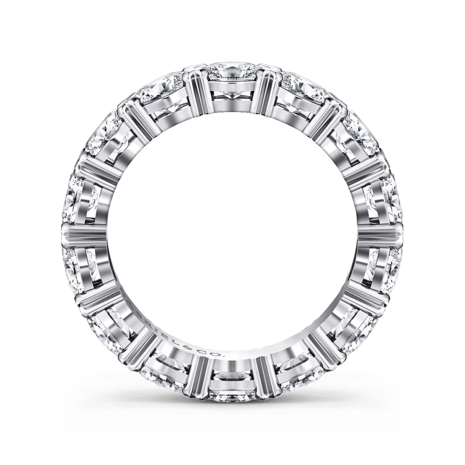 Eternity Band Wedding Ring in 14k White Gold with Oval Natural Diamond at Gabriel & Co. - Shot 2